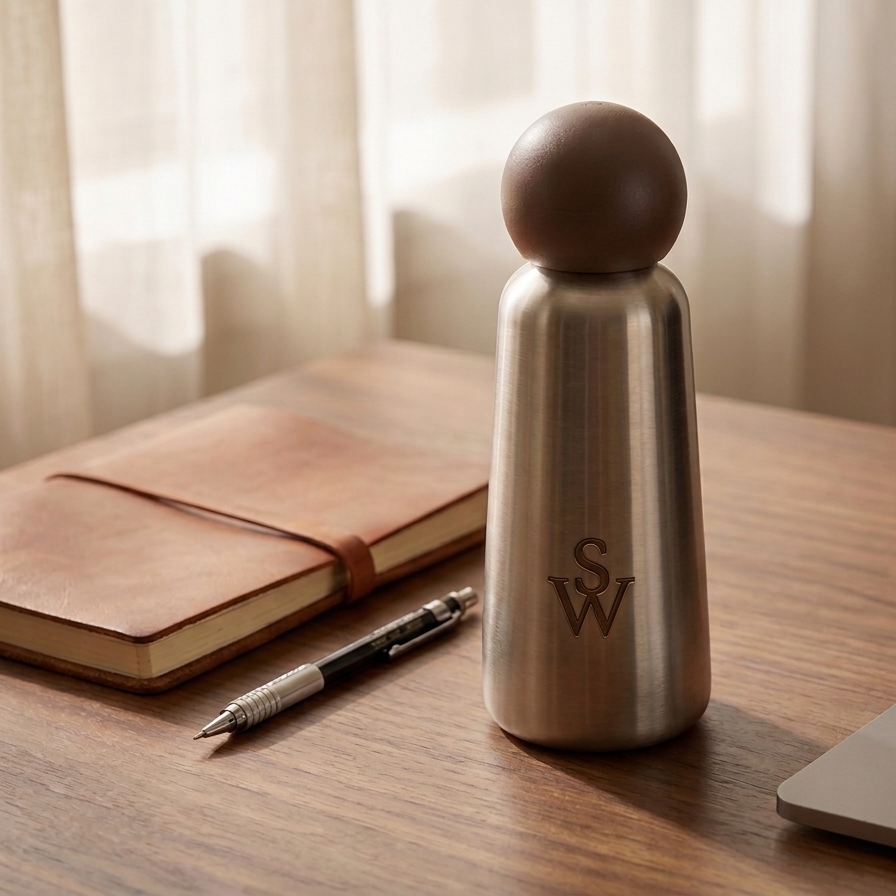 SW Embossed Stainless Steel Water Bottle — 350mL